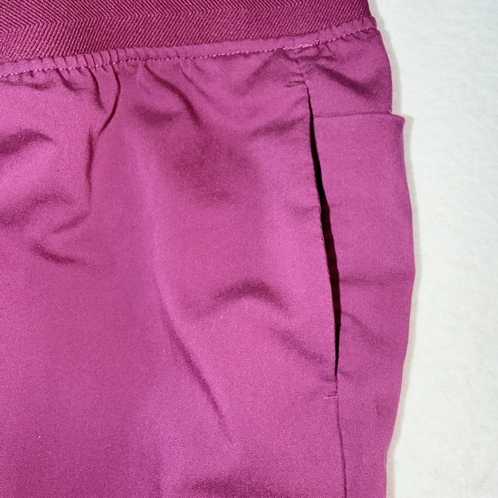 Cherokee Womens XL Petite Scrub Pants Wine Burgundy Cargo Straight Leg Stretch - Picture 11 of 13
